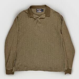 American Living - Long Sleeve Polo Brown Tweed Print L Dept. Store Ralph Lauren